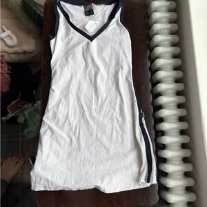 Nike White and Black V-Neck Tennis Dress